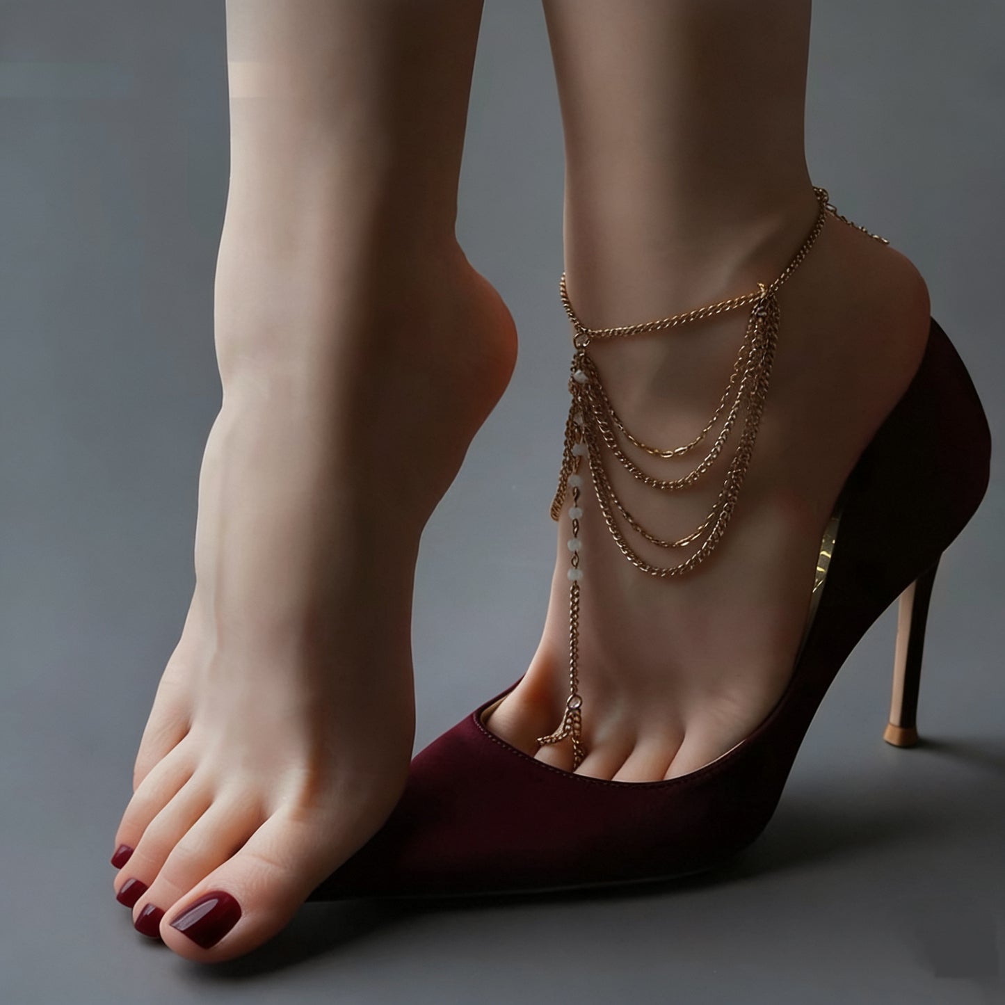 Sexy Foot Model with red Nail Pieces